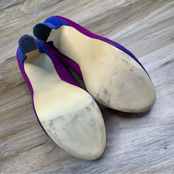 STEVE MADDEN “Toni” Purple + Cobalt Blue Platform Mary Janes Suede Heels Size 8 - Picture 9 of 9